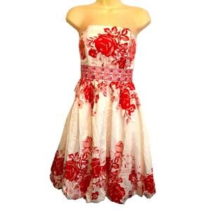 Twenty-one Forever 21 Floral print Strapless Dress Juniors Size Small Y2K